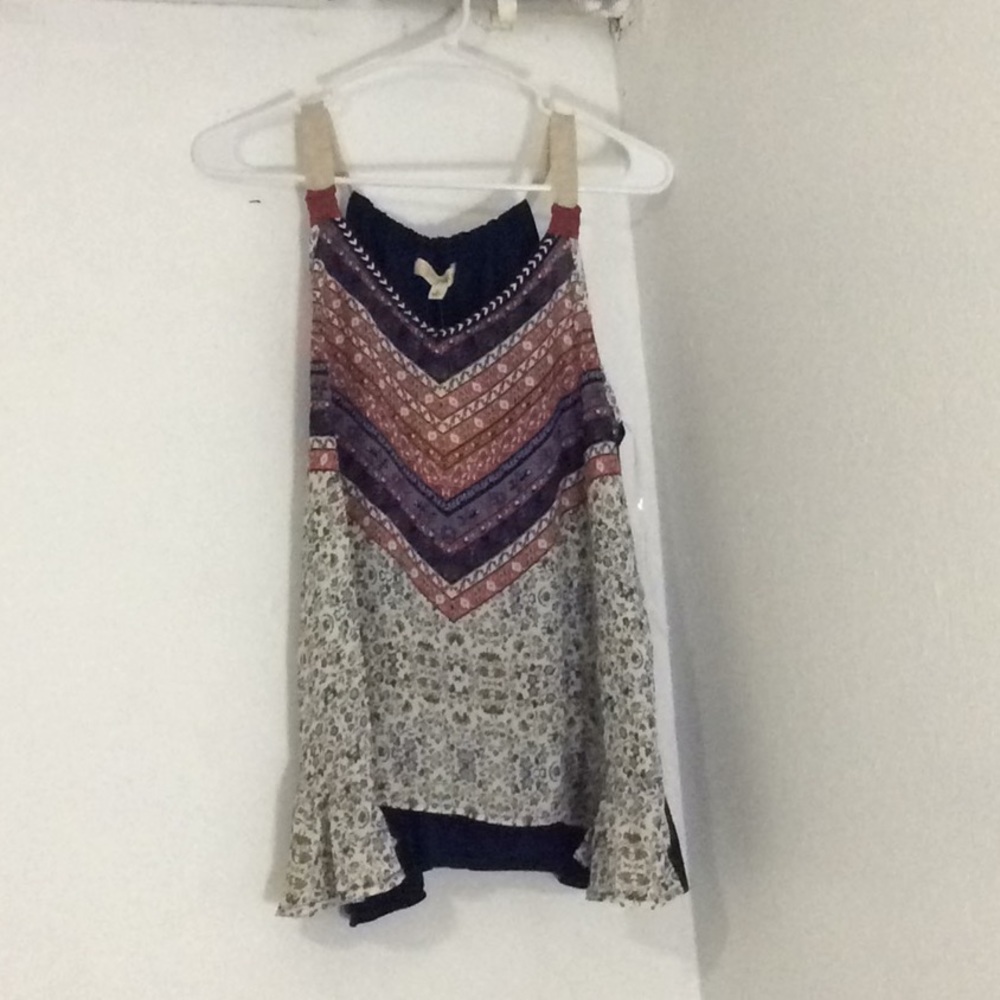 Blouse/ shirt women's half navy blue half print